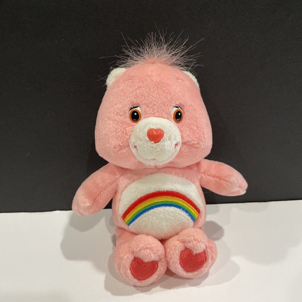 Care Bears Pink Cheer Bear 8” Plush Stuffed Animal Rainbow Toy vintage 2004